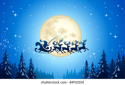 Santa Into the Winter Christmas Night