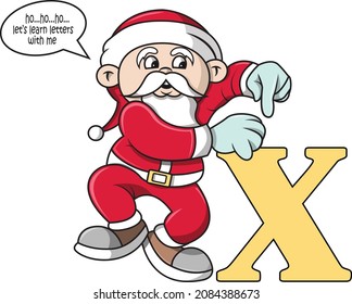 a santa invita a los niños a aprender a reconocer letras.