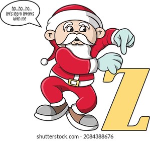 a santa invita a los niños a aprender a reconocer letras.