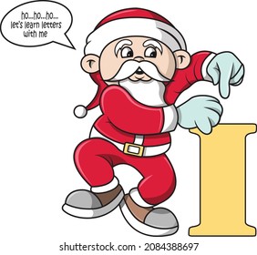 a santa invita a los niños a aprender a reconocer letras.