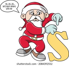 a santa invites children to learn to recognize letters 