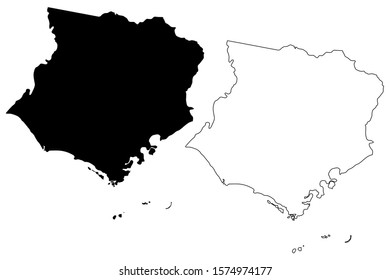 Santa Isabel municipality (Commonwealth of Puerto Rico, Porto Rico, PR, Unincorporated territories of the United States) map vector illustration, scribble sketch Santa Isabel map