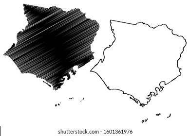 Santa Isabel municipality (Commonwealth of Puerto Rico, Porto Rico, PR, Unincorporated territories of the United States) map vector illustration, scribble sketch Santa Isabel map