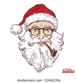 Santa isolated, hand drawn vector illustration