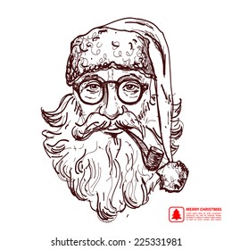 Santa isolated, hand drawn vector illustration