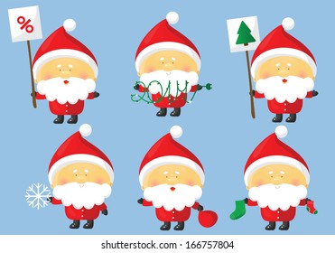 Santa isolated on blue background. Full editable