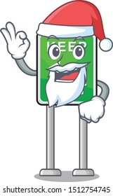 Santa Keep left road sign mascot, isolated cartoon character