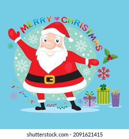  Santa is kind and cute with new year gifts, Illustration vector cartoon
