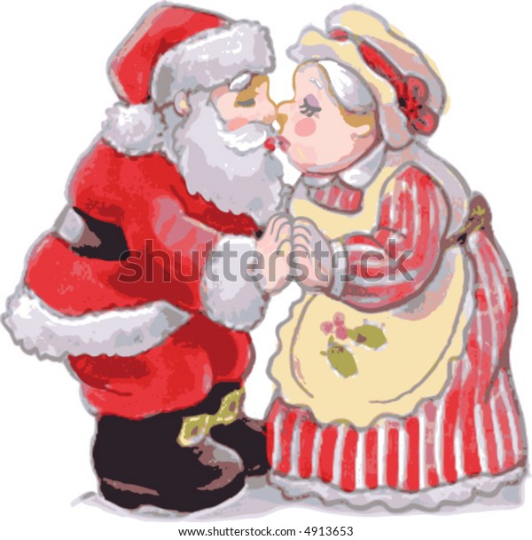 Santa Kissing Mrs Claus Stock Vector Royalty Free 4913653 