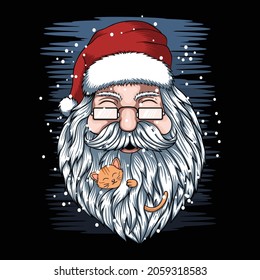 santa and kittens merry christmas vector illustration for your company or brand