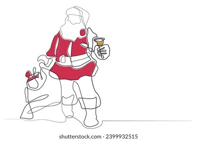 santa klaus bringing gifts.continuous line of santa klaus.old santa klaus character bringing gifts