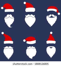 Santa Klaus fashion silhouette flat style. Christmas elements for greeting design. New Year.