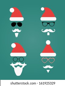 Santa Klaus fashion silhouette hipster style, illustration icons