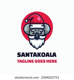 Santa Koala Simple Mascot Logo