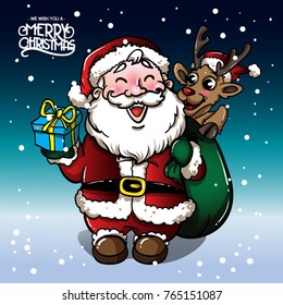 Santa was laughing with a cute deer