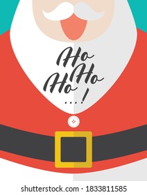 Santa laughing with Ho-Ho-Ho text. Vector illustration