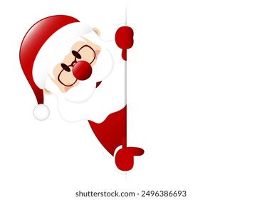 Santa Left Points Finger At Vertical Banner Dark Red
