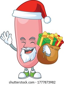 Santa legionella pneunophilla Cartoon character design with sacks of gifts. Vector illustration