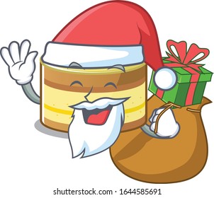 Santa lemon cake Cartoon character design having box of gifts