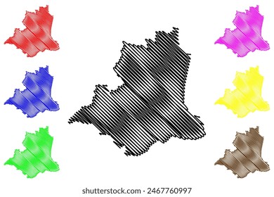 Ilustración vectorial de mapas del municipio de Santa Leopoldina (estado de Espírito Santo, municipios de Brasil, República Federativa de Brasil), bosquejo de garabatos Mapa de Santa Leopoldina