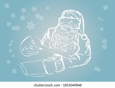 santa  and letter  and snow