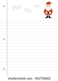 Santa Letter, white empty sheet of paper to write wishes to Santa Claus / note book paper carpet