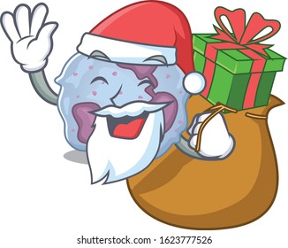 Santa leukocyte cell Cartoon character design having box of gift