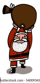 Santa lifting a heavy bag