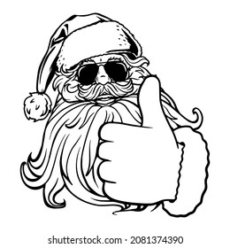 Santa Like with Sunglasses SVG,Cool Santa Santa head,Santa clipart,Santa Face svg,Santa Claus Christmas cutting and print file. Vector illustration svg