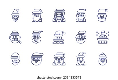 Santa line icon set. Editable stroke. Vector illustration. Containing santa claus, happy, chimney.