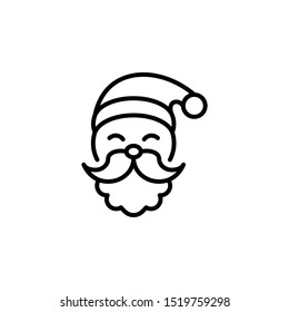 Santa line thin icon on white background. Vector illustration on white background.