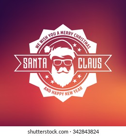 santa logo claus hipster christmas glasses funky hat cool icon vector hippie santa claus claus fashion logo with relaxed beard and eyeglasses santa logo claus hipster christmas glasses funky hat cool