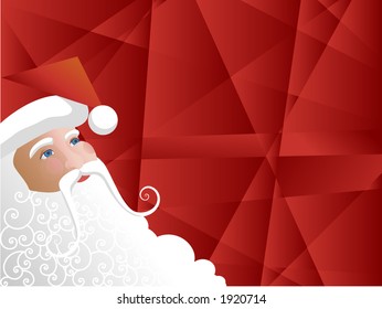 Santa looking into the red background. Vector illustration.