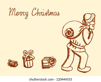 Santa lost his present, funny vintage card
