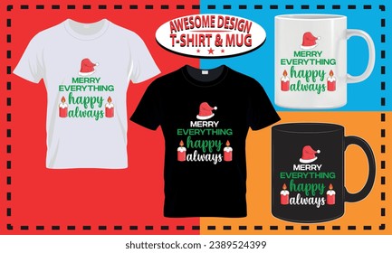 Santa loves christmas day t-shirt and mug design, happy christmas typography  custom, vector best for print design.