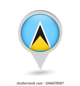 Santa Lucia Flag Round Pin Icon. Vector icon.