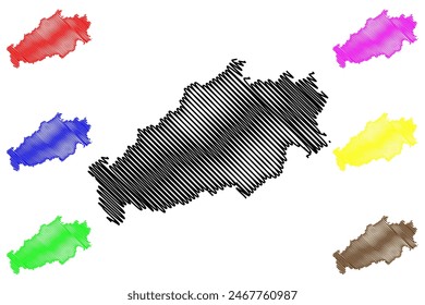 Ilustración vectorial de mapas del municipio de Santa Maria de Jetiba (estado de Espírito Santo, municipios de Brasil, República Federativa de Brasil), bosquejo de garabatos Mapa de Santa Maria de Jetibá