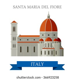 Santa Maria del Fiore in Florence Italy. Flat cartoon style historic sight showplace attraction point of interest web site vector illustration. World countries vacation travel sightseeing collection. svg
