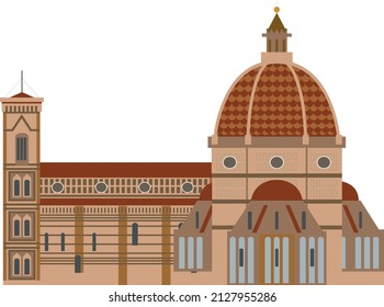 Santa Maria del Fiore vector illustration of the famous Italian cathedral in Florence.