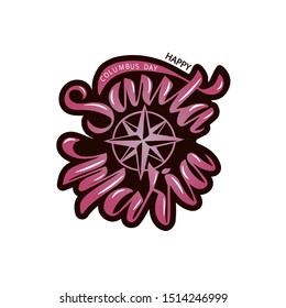 SANTA MARIA Happy Columbus Day. The trend calligraphy. Can be used for greeting cards, posters, invitations, brochures. Vector illustration EPS 10