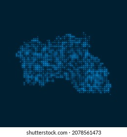 Santa Maria Island dotted glowing map. Shape of the island with blue bright bulbs. Vector illustration.