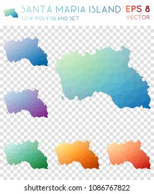 Santa Maria Island geometric polygonal, mosaic style island maps collection. Magnetic low poly style, modern design for infographics or presentation.