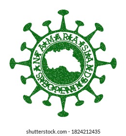 Santa Maria Island Reopening Stamp. Green round badge of island with map of Santa Maria. Reopening after lockdown. Vector illustration.