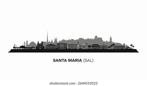 Santa Maria Sal Cape Verde Skyline Silhouette.