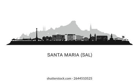 Santa Maria Sal Cape Verde Silhouette Skyline.