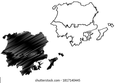 Santa Marta City (Republic of Colombia, Department of Magdalena) map vector illustration, scribble sketch City of Distrito Turístico, Cultural e Historico de Santa Marta map