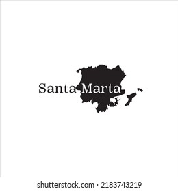 Santa Marta map and black lettering design on white background