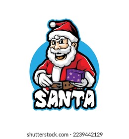 Santa mascot logo design vector with modern illustration concept style for badge, emblem and t shirt printing. Smart santa illustration for christmas.