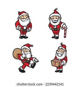 Santa mascot logo design vector with modern illustration concept style for badge, emblem and t shirt printing. Smart santa illustration mascot pack.