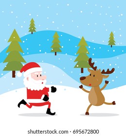 Santa meets longing with a deer